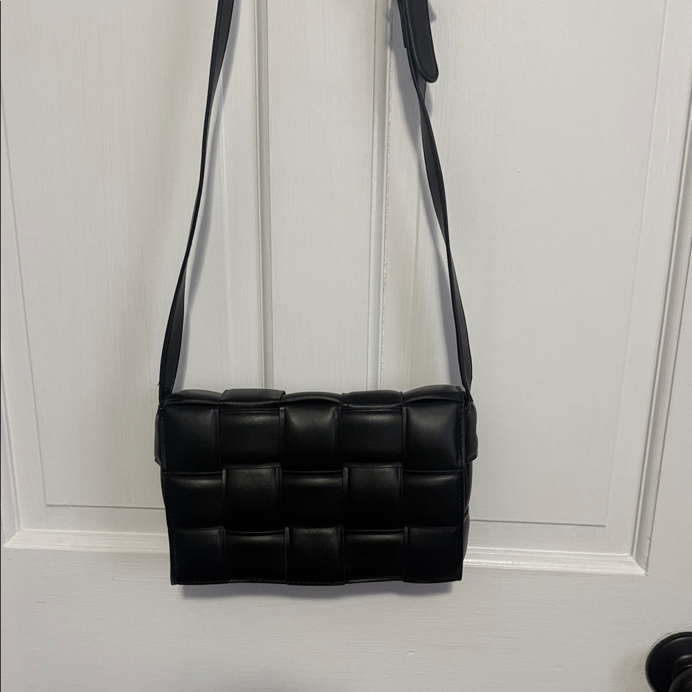 Black Woven Crossbody Bag